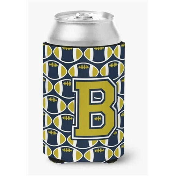 Letter B Football Blue & Gold Can or Bottle Hugger, 0.25 x 4 x 5.5 in.