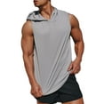 thumbnail image 1 of Seyurigaoka Men's Plus Size Quick Dry Hooded Vest Solid Color Fitness Training Muscle Workout Gym Tank Tops, 1 of 9