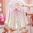 thumbnail image 6 of XUNKUSGA Girls Gradient Shirts Lightweight Loose Button Down Shirts for Girls Casual Collared Long Sleeve Shirts Jacket with Pocket for School Daily Streetwear 5-15Y, 6 of 8