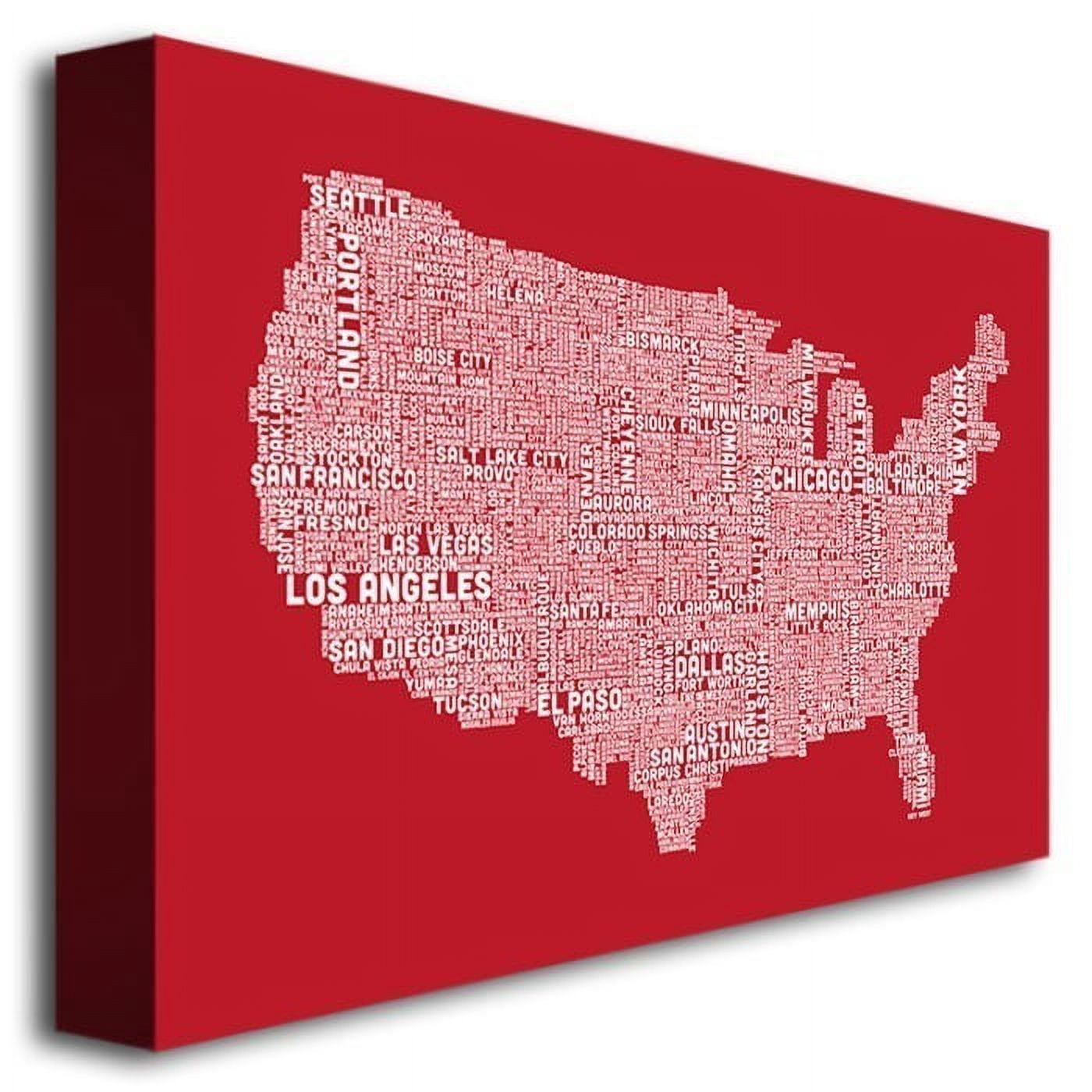Trademark Art "US City Map XI" Canvas Wall Art by Michael Tompsett
