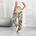 thumbnail image 5 of Womens Camo Sweatpants Drawstring High Waisted Active Joggers Pants Maple Leaf Print Workout Trousers Wide Leg Lounge Pants with Pockets beige Small, 5 of 6
