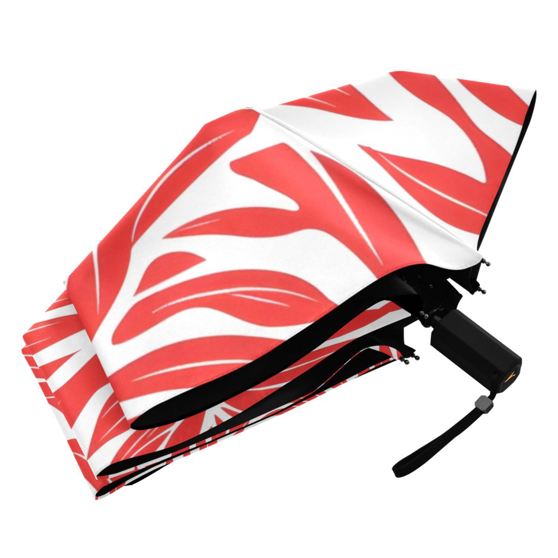 ALAZA Tropical Leaf-a1 UPF 50+ Compact Folding Umbrella for Rain Travel Umbrella Packable