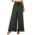 thumbnail image 4 of YOTMKGDO Bell Bottoms Women's Flowy Ruffle Solid Color Drawstring Waist Pants Wide Leg Pants Slacks for Womens Trousers Gray2 L, 4 of 4