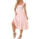 thumbnail image 4 of Vestido midi bohemio de tirantes con volantes y escote cuadrado para mujer INSPIRE CHIC en color rosa, talla L, 4 of 6