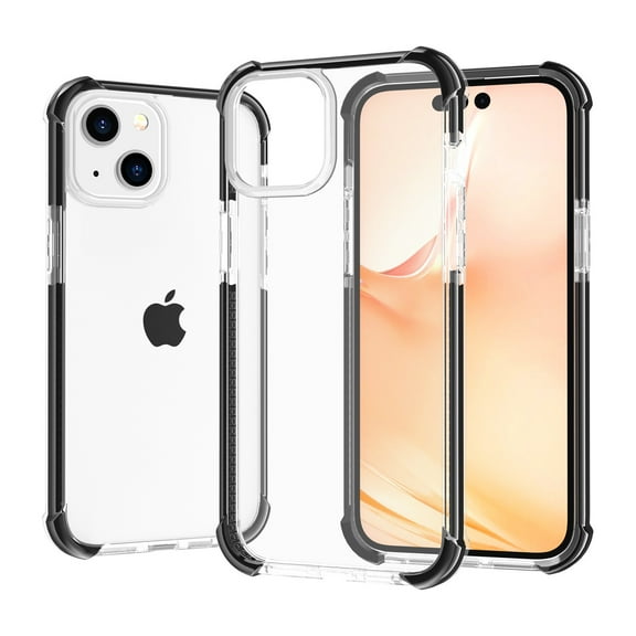 SaniMore for iPhone 14 6.1" 2022 Case, Ultra-clear Rugged Acrylic Backplane Shockproof Anti-fall Slim Lightweight Anti-scratch Anti-slip Cover For iPhone 14 6.1" 2022, Black/Clear