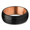 thumbnail image 2 of Black Tungsten Ring,Rose Gold Wedding Ring,Matte Finished Ring,Engagement Ring,Tungsten Carbide 8mm, 2 of 4