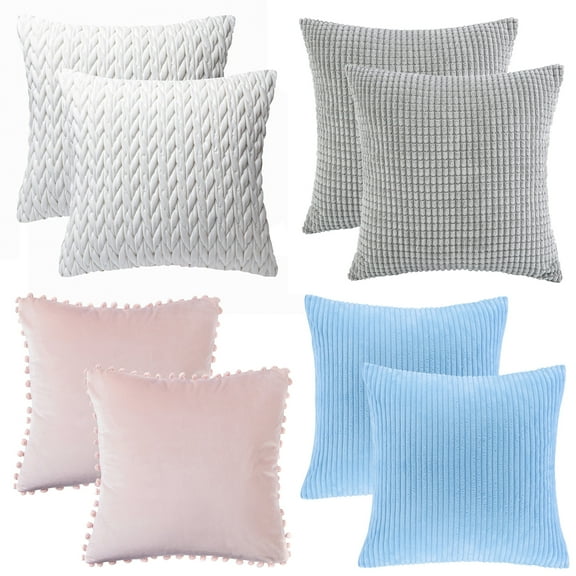 Phantoscope Quilted Velvet Braid Textured Pleated Decorative Throw Pillow Cover for Bed and Couch, 18" x 18", White, 2 Pack