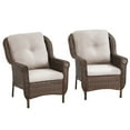 thumbnail image 3 of POCASSY Set of 2 Outdoor Accent Lounge Chairs with Cushions, Patio Wicker Chairs with Brown PE Wicker Rattan for Porch, Deck, Backyard, Beige, 3 of 6