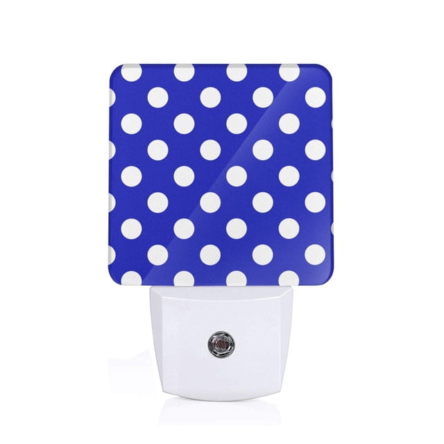 Balery Blue And White Polka Dot Luz Nocturna LED con Sensor Automático, Enchufe con Sensor Crepuscular, Luz Suave de 0.5W para Dormitorio, Pasillo, Baño-UK