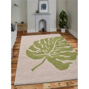 Glitzy Rugs UBSK00716T0113A17 9 x 12 ft. Hand Tufted Floral Wool Rectangle Area Rug, Beige & Green