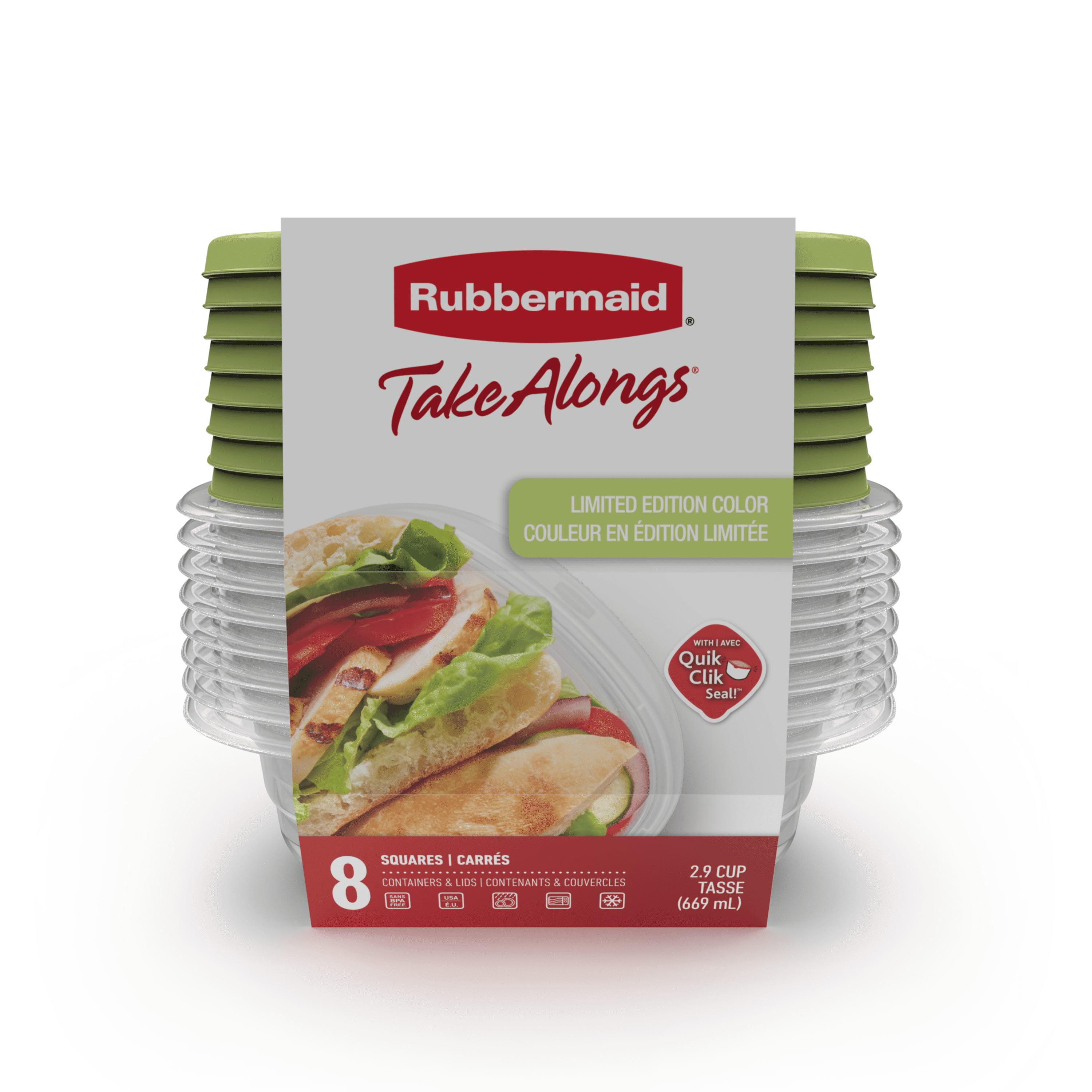 Rubbermaid TakeAlongs 2.9-Cup Square Food Storage Containers, Special ...