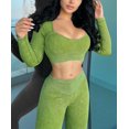 thumbnail image 2 of SURJDE Women's 2 Piece Tracksuit Workout Set-High Waist Leggings and Crop Top, 2 of 7