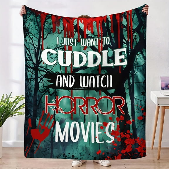 Horror Movie Themed Comfortable Flannel Blanket Soft and Warm for Sofas Beds Offices and Travel Perfect Halloween Gift