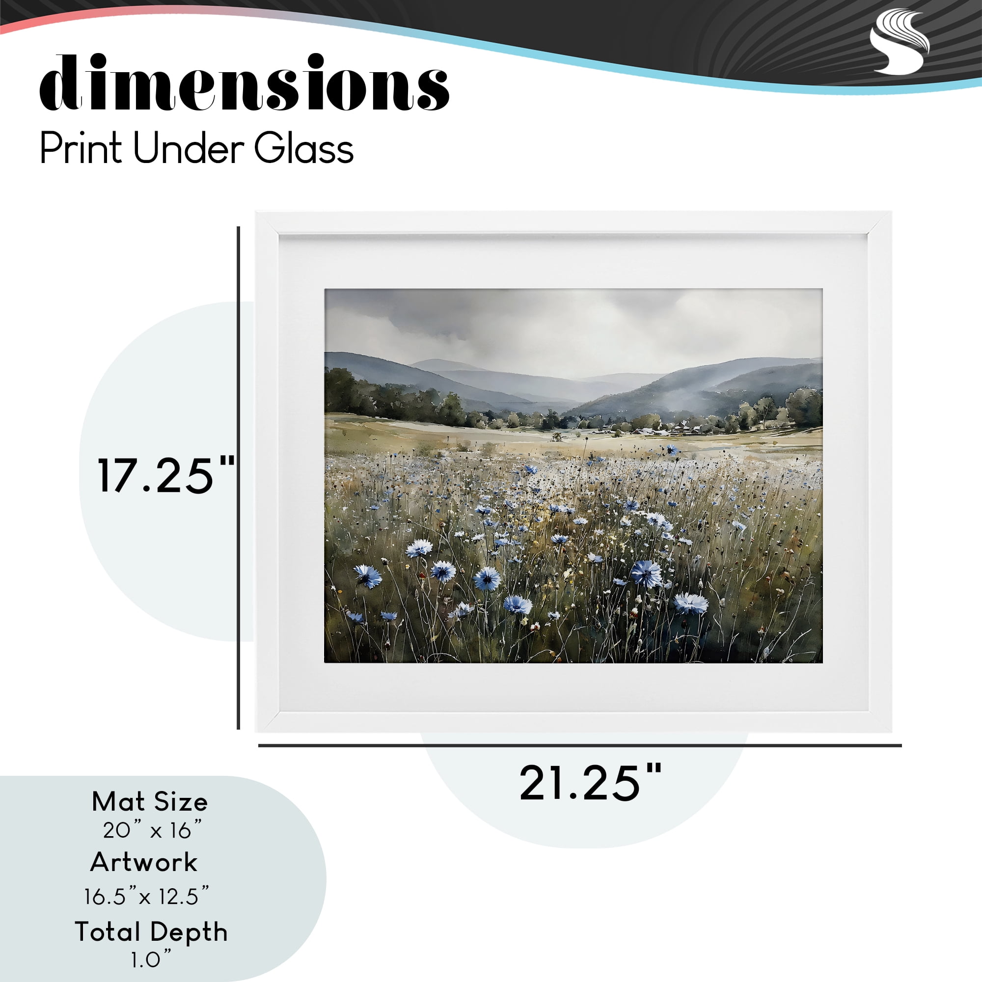 Stupell Industries Sapphire Speckled Fields White Framed Print Under Glass, design by Franklyn Gregory