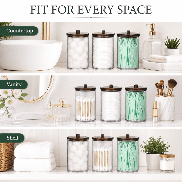 HBlife 4-Pack Bathroom Storage Jars With Wood Lids photo 6