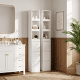 thumbnail image 3 of Lacoo 67''H Bathroom Storage Cabinet with 3 Drawers and Adjustable Shelves, Narrow Freestanding Linen Tower, Reversible Slim Organizer for Bathroom, Laundry Room and Kitchen, White, 3 of 6