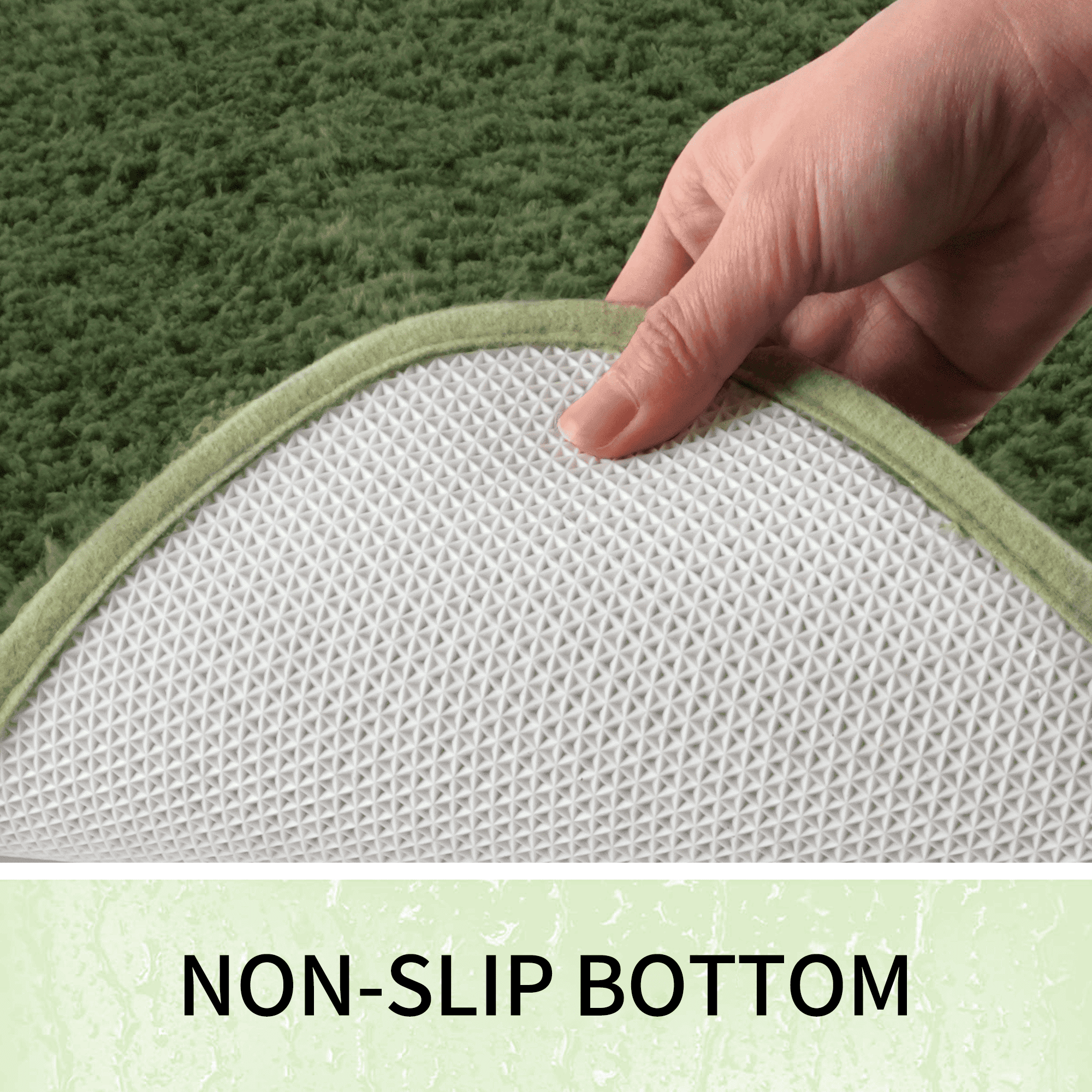 Wozola Green Bathroom Rugs Mat, Soft Absorbent Microfiber Bath Rugs, Non Slip, Machine Washable Bath Mats for Bathroom Floor, Tub and Shower, Home Decor Accessories, 24" × 47"