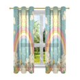 thumbnail image 7 of Yayeee Window Curtains Light Filtering 63"x52" Grommet Panel Pair Home Living Room Decor, Retro Beige Rainbow, 7 of 7