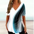 thumbnail image 1 of RWJDXD RWJDXD T-shirt Simple d'Été pour Femmes, Col en V, Manches Courtes, Mode Décontractée, 1 of 7