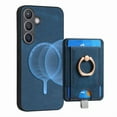thumbnail image 5 of Nalacover 2-in-1 Magnetic Case for Samsung Galaxy S22, Back Wallet Case with Detachable Card Holder Ring Stand Cover for Samsung Galaxy S22, Vintage PU Leather Shockproof Case - Blue, 5 of 10