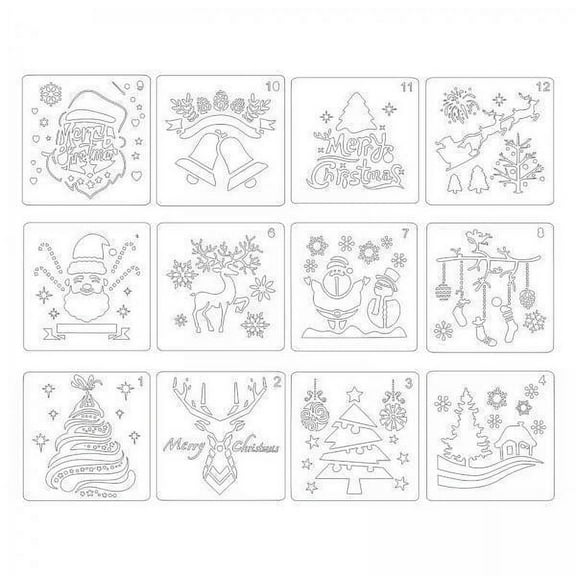 yotijay 2x12x Christmas Stencils Template Snowflake Craft for Painting Holiday Xmas