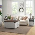 thumbnail image 2 of HOMCOM Table Basse Style Ferme à Plateau Relevable avec Couvercles à Rabat et Compartiments Cachés, Blanc, 2 of 10