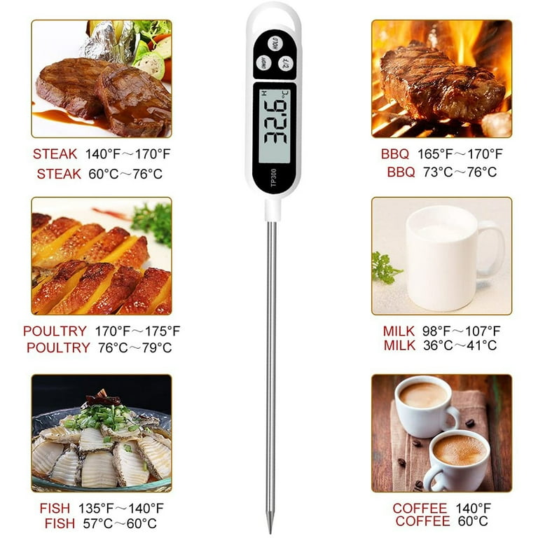 Digital kitchen thermometer Household thermometer Oven thermometer Cooking  thermometer, long probe, corrosion protection, ° C / ° F switchable for