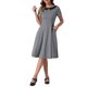 thumbnail image 2 of Vestido Houndstooth INSPIRE CHIC para mujeres con cuello barco, mangas cortas, elegante, corte A, 2 of 5