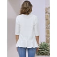 thumbnail image 4 of DARING DIVA Womens Open Front 3/4 Sleeve Draped Ruffles Eyelet Cardigans M White, 4 of 6