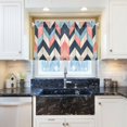thumbnail image 5 of Yayeee Kitchen Curtains Tier Pair Light Filtering 27"x36" Rod Pocket Short Cafe Window Panel, Pink Geometric, 5 of 7