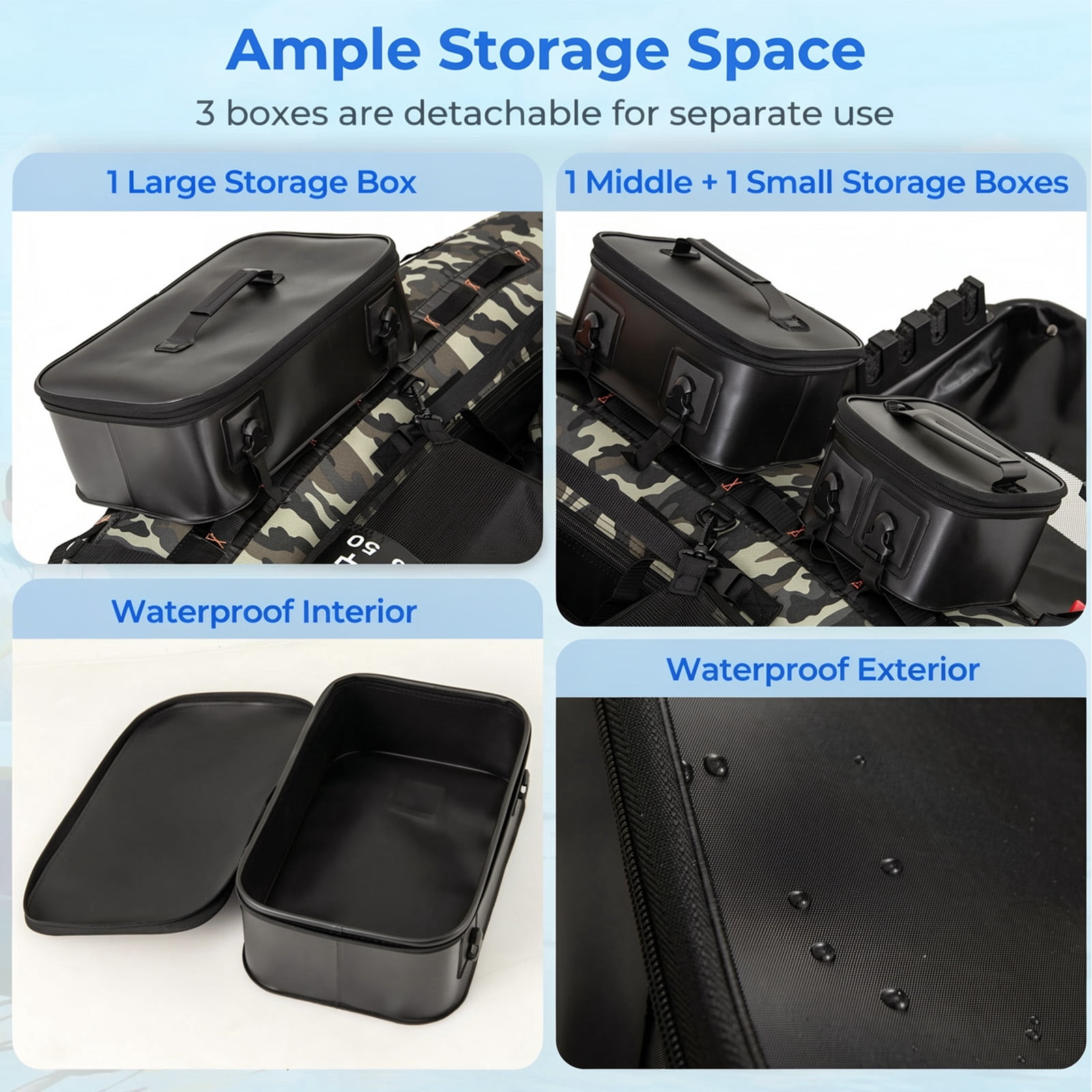 Airfind Inflatable Fishing Boat with 3 Storage Boxes-Camo