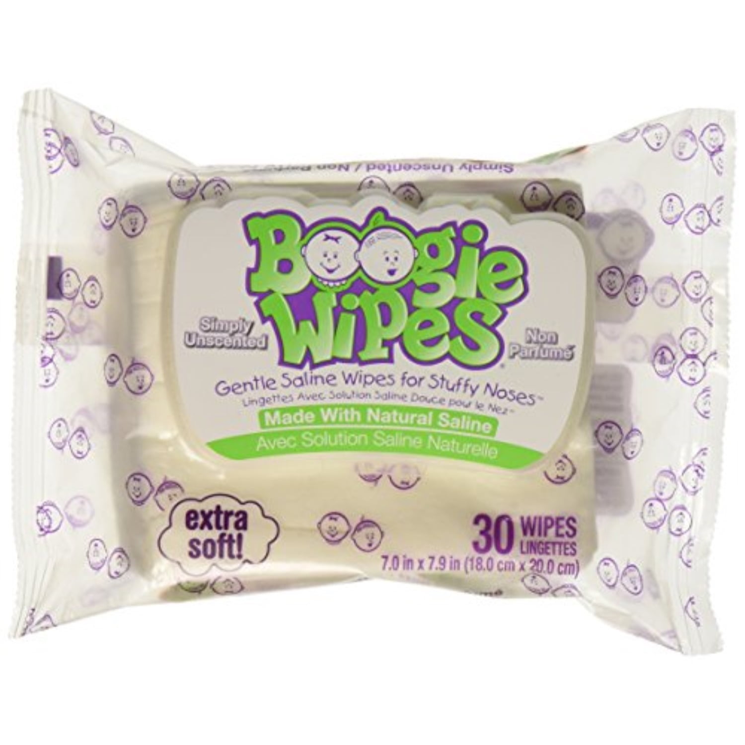 boogie wipes gentle saline wipes - unscented - 30 ct