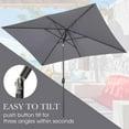 thumbnail image 3 of May in Color Patio Umbrella, 6.5' x 10' Rectangular Aluminum Pole Outdoor Patio Umbrella, Yard Umbrella with Crank and Push Button Tilt, 6 Steel Ribs, Polyester Canopy, Grey, 3 of 6