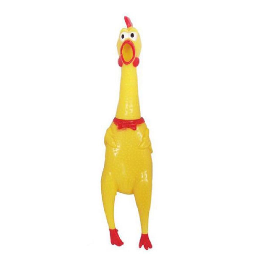 Funny Yellow Rubber Toy Fun Novelty Screaming Shrilling Rubber Chicken