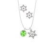 thumbnail image 2 of Delight Jewelry 12mm Crystal Rivoli - Lime Green Silver tone Snowflake Charm Necklace and Stud Earrings, 2 of 4