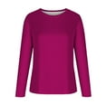 thumbnail image 4 of UPPADA Women's Basic Crewneck Sweatshirts Long Sleeve Drop Shoulder Shirts Casual Fall Clothes for Teens Hot Pink,XXXXXL, 4 of 5