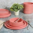 thumbnail image 5 of Gibson Home Crest 12 Piece Stackable Matte Melamine Dinnerware Set - Rose Red, 5 of 6