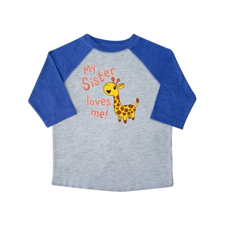 

Inktastic My Sister Loves me- cute giraffe Gift Toddler Boy or Toddler Girl T-Shirt