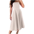 thumbnail image 2 of Staron Robe Noire Sans Bretelles pour Femmes, Dos Nu, Décontractée, d'Été, Fluide, Ligne A, Ample, Sans Manches, Épaules Dénudées, Plage, Fête, Robes Tube, 2 of 7