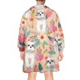 thumbnail image 2 of Wearable Oversized Blanket,Shih Tzu Dog and Pioneer Flower Wearable Blanket Hoodie for Adults,Cozy Hooded Blankets with Super Pockets,Super Warm Fuzzy Pullover for Women & Men, 2 of 6