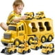 thumbnail image 2 of TEMI Construction Juguetes para camiones para niños de 3, 4, 5, 6 años, juguete de vehículo eléctrico de fricción 5 en 1 para niños de 1 a 3 años, juguetes transportadores para niños de 3 a 5 años, re, 2 of 3