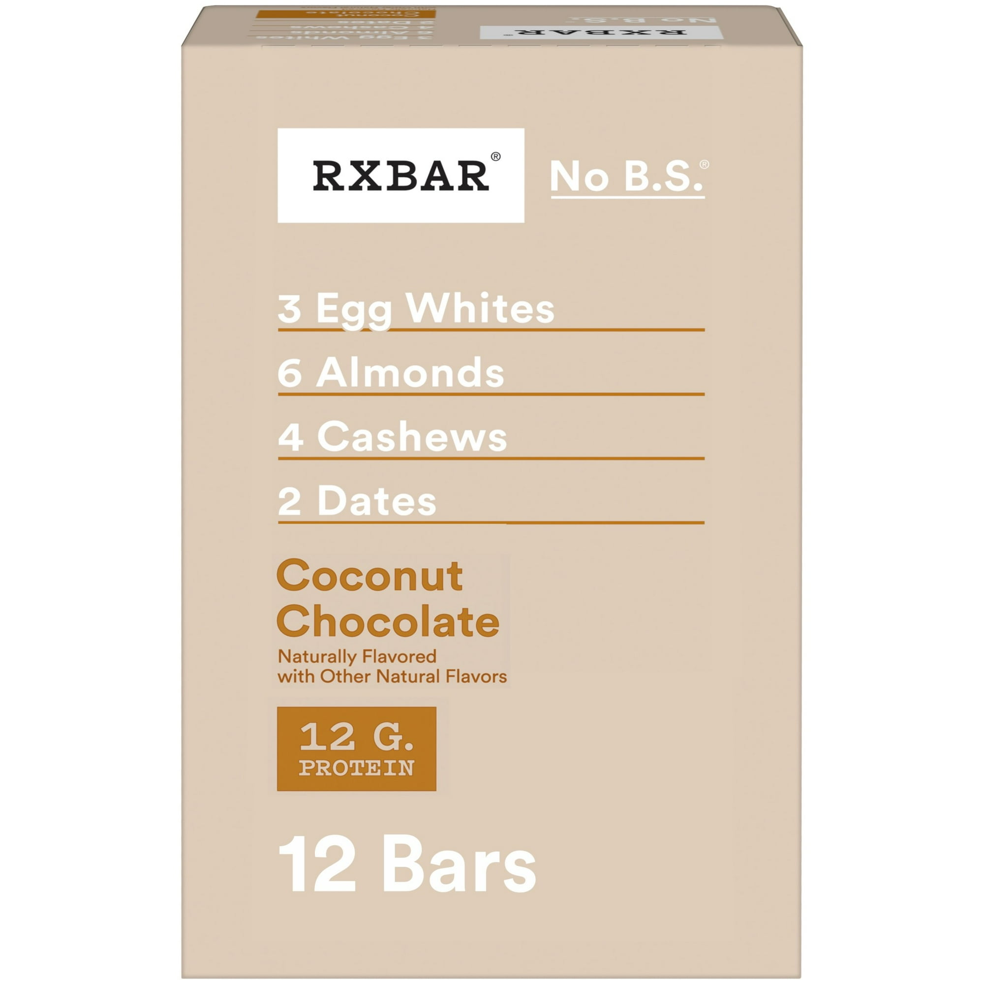 RXBAR, Coconut Chocolate Gluten-Free Protein Bars, 12 Count