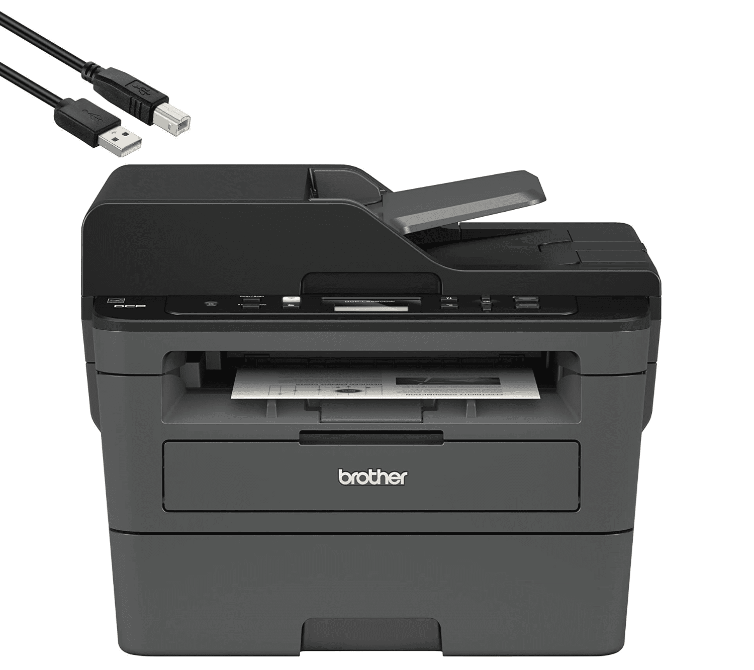 Brother DCP-L2550DW All-in-One Wireless Printer - Print Scan Copy - 2400 x 600 dpi, 36 ppm, 128MB Memory, 250-Sheet, 50-Sheet ADF, Duplex Printing, 4 Feet USB Printer Cable -