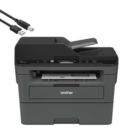 Brother DCP-L2550DW All-in-One Wireless Monochrome Laser Printer - Print Scan Copy - 2400 x 600 dpi, 36 ppm, 128MB Memory, 250-Sheet, 50-Sheet ADF, Automatic Duplex Printing, 4 Feet USB Printer Cable