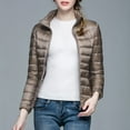 thumbnail image 2 of AOMPMSDX Plus Size Coat For Women Women's Winter Thin And Light Down Coat Casual Down Coat Slim Quilted Jacket Fall Outfits Fashion Clothes Tops Jacket Coats M Khaki, 2 of 6