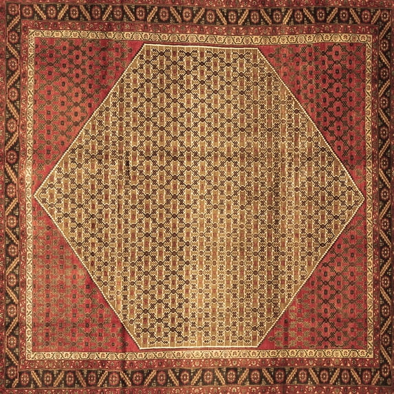 Ahgly Company Indoor Square Persian Brown Traditional Area Rugs, 7' Square