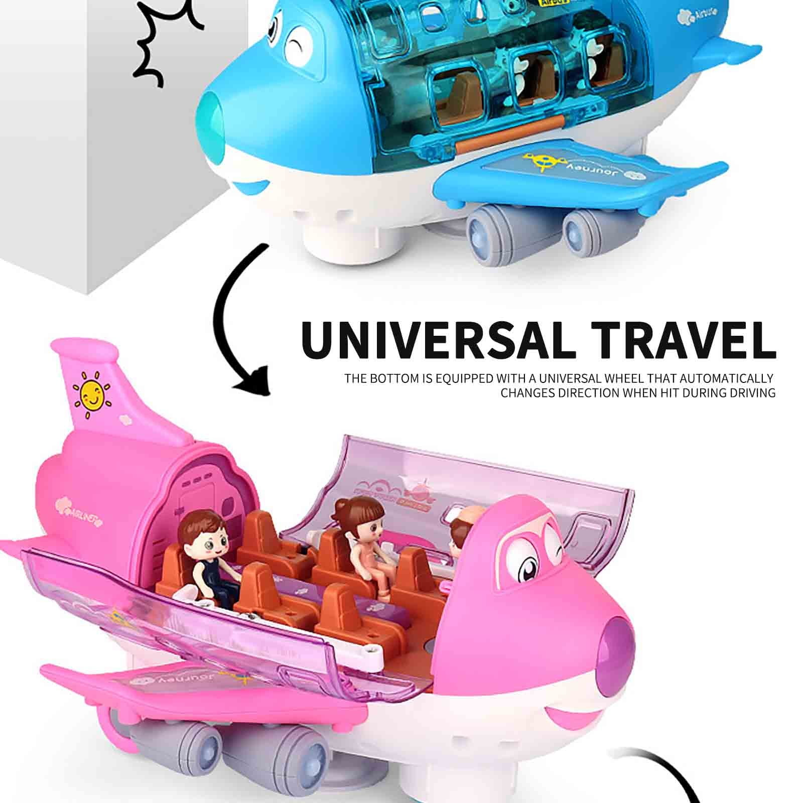 B Childrens Bump Go Airplane Toy, Inertia Powered Flight Model With Music Lights, 360 Rotation For Toddlers