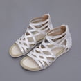 thumbnail image 3 of Women's Open Toe Gladiator Sandals, Breathable Low Heel Walking Shoes for Summer Style,White,US:8, 3 of 6