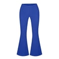 thumbnail image 3 of Hngshg Plus Size Flared Capris for Women Yoga Slim Strenchy Ruffle Hem Solid Color Trendy Pants Summer Athletic Workout Trousers, 3 of 6