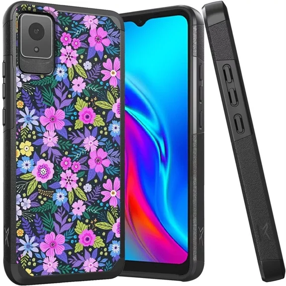 For TCL K11 T432W Shockproof Hybrid Cover Phone Case   Tempered Glass - mk Mystical Floral